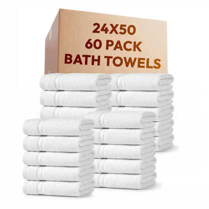 60-Pack Cotton Bath Towels, Hotel Quality Set