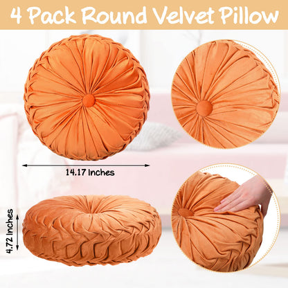 Velvet Pleated Round Pumpkin Throw Pillow Cover