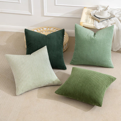 Boho Sage Green Corduroy Throw Pillow Cover Set