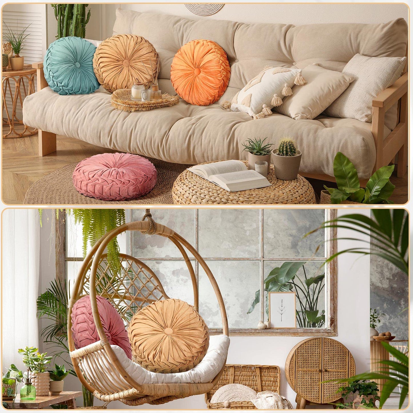 Velvet Pleated Round Pumpkin Throw Pillow Cover