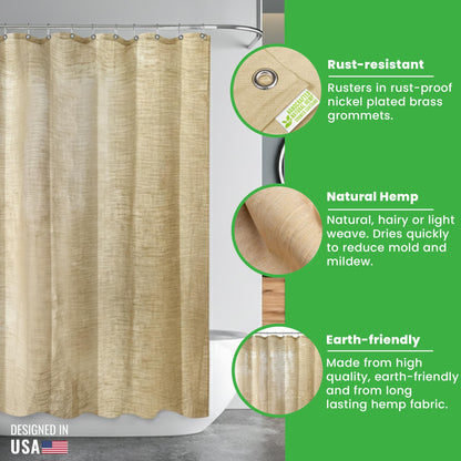Natural Hemp Fabric Shower Curtain Liner