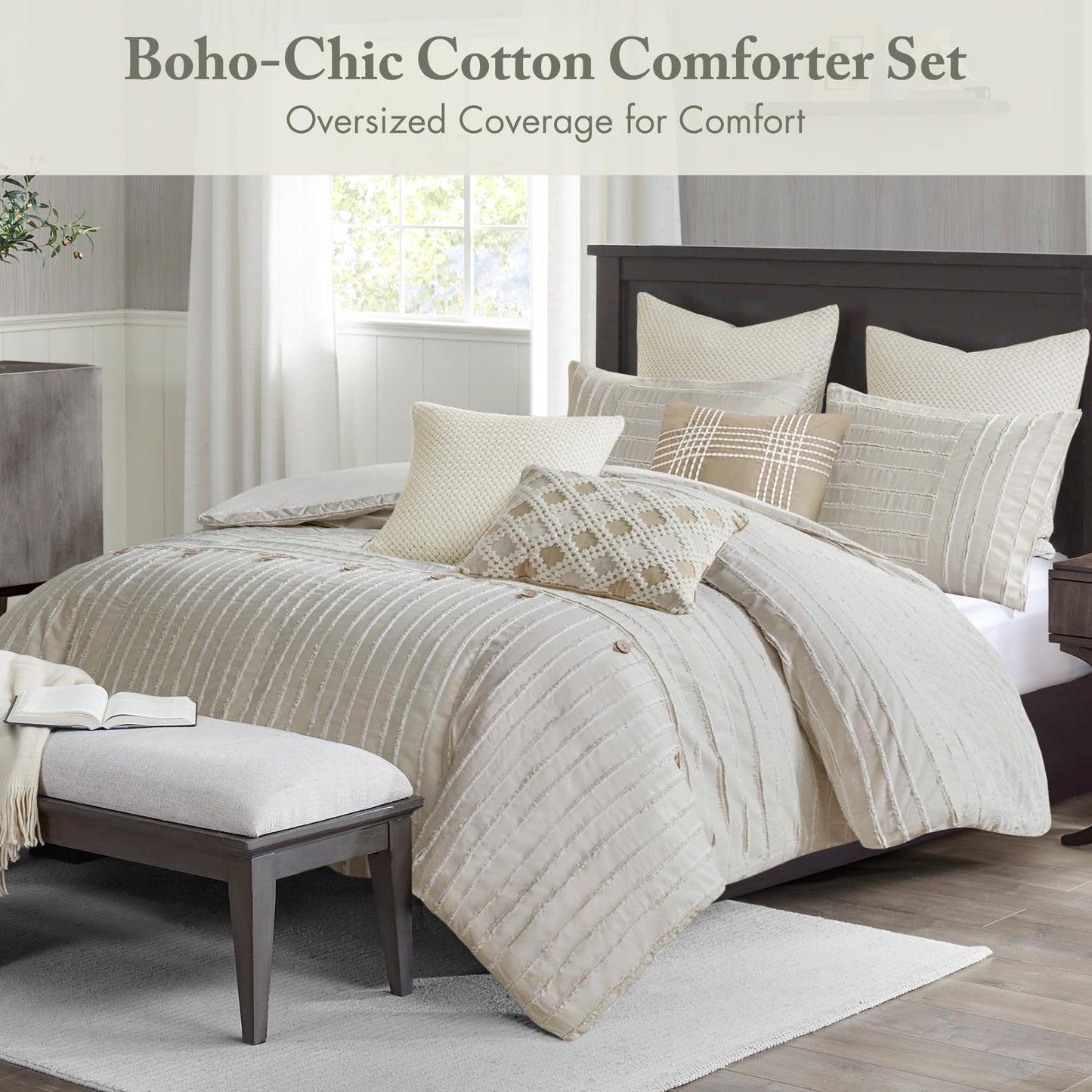 Boho Jacquard Comforter Set with Removable Cover King Size