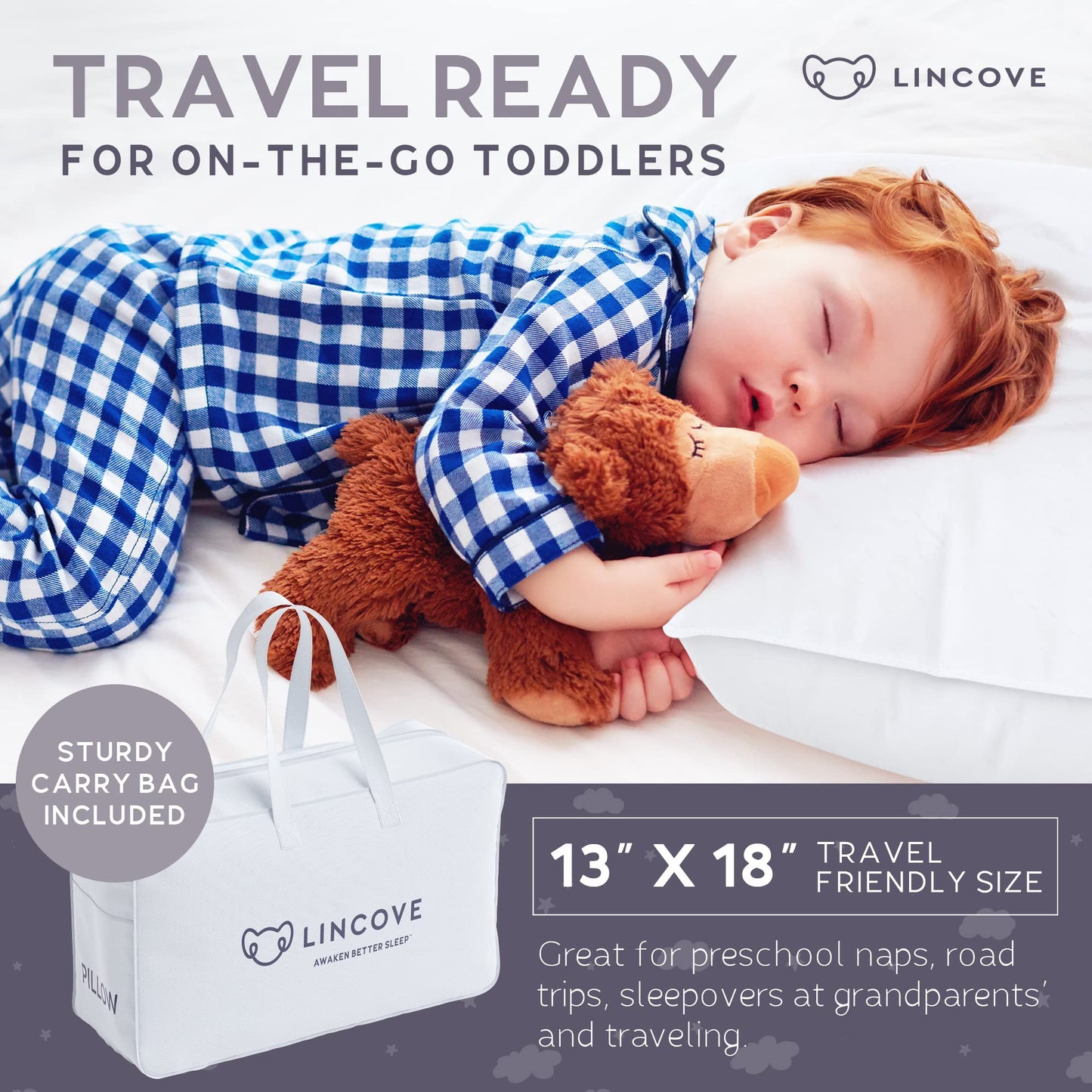 Premium Down Toddler Pillow for Sleeping & Travel
