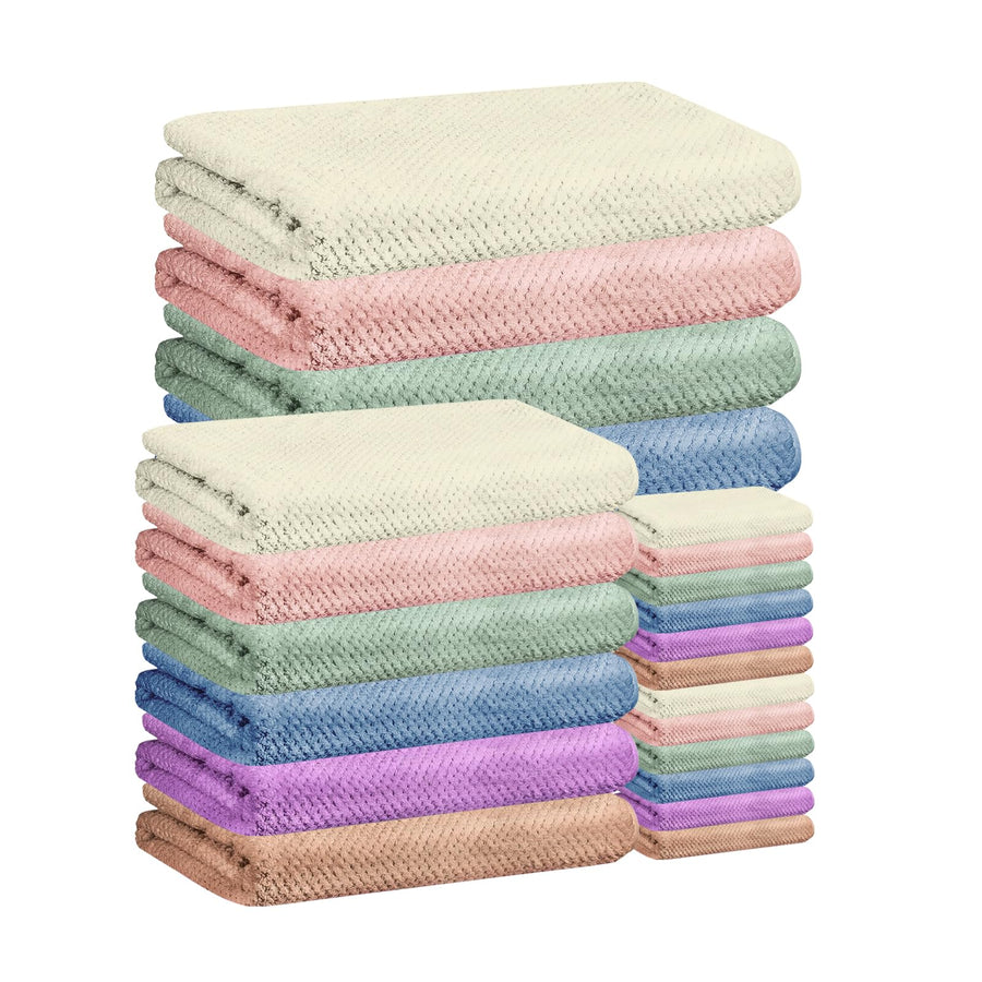 Coral Velvet Bath Towel Set