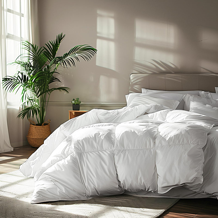 Queen Goose Feather Down Comforter Cotton Cover