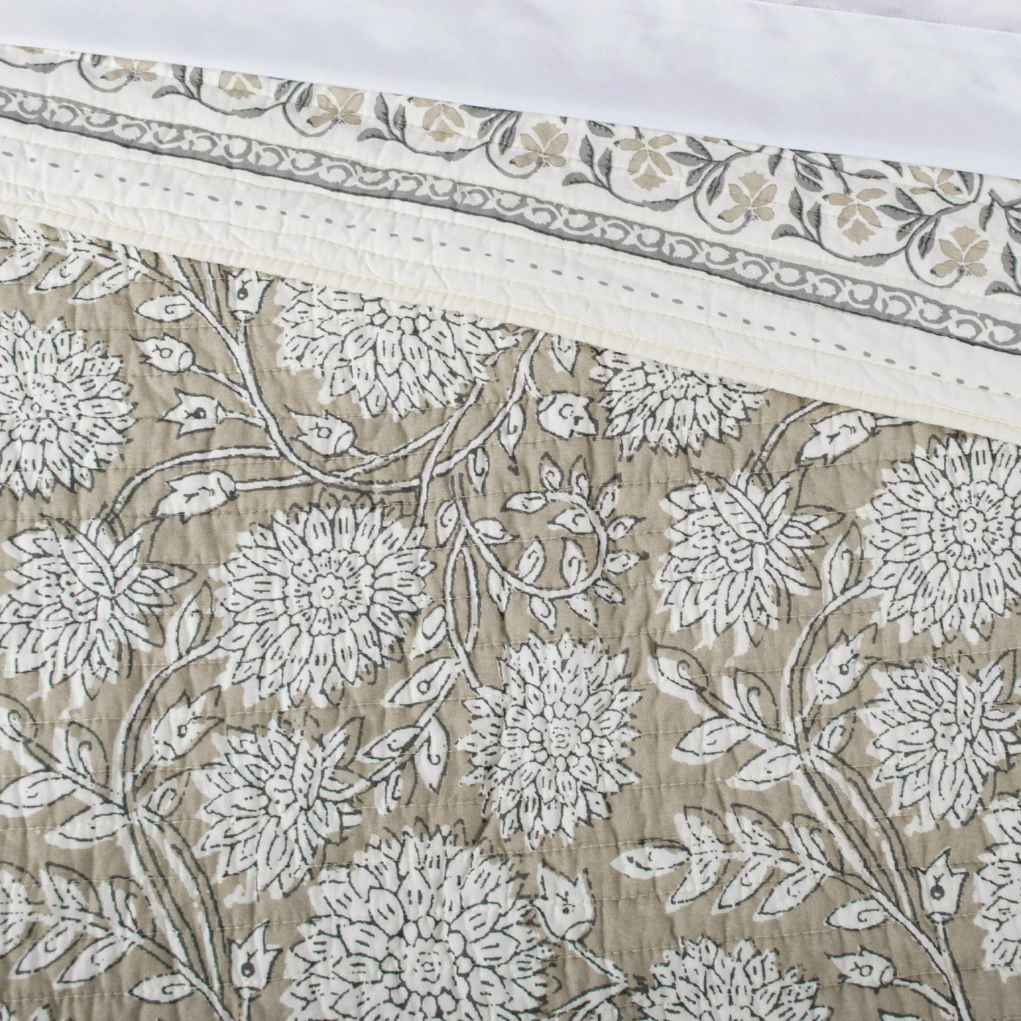 Reversible Floral Cotton Quilt Set King/Cal King Size