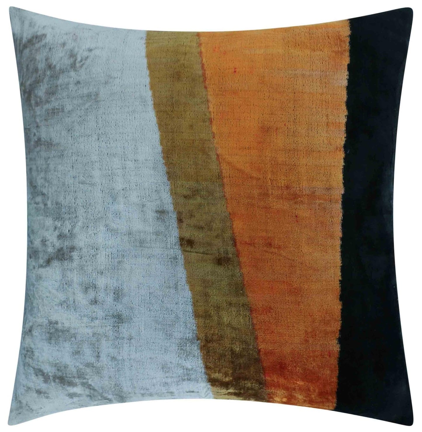 Handmade Velvet Throw Pillow with Earthy Stripe Design