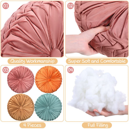 Velvet Pleated Round Pumpkin Throw Pillow Cover
