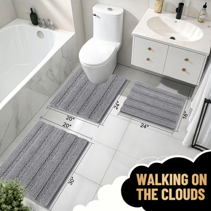 Extra Large Chenille Striped Bath Runner Rug