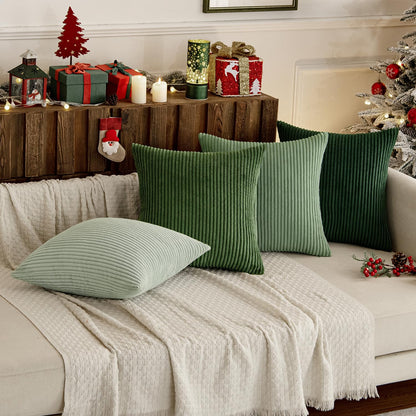 Boho Sage Green Corduroy Throw Pillow Cover Set