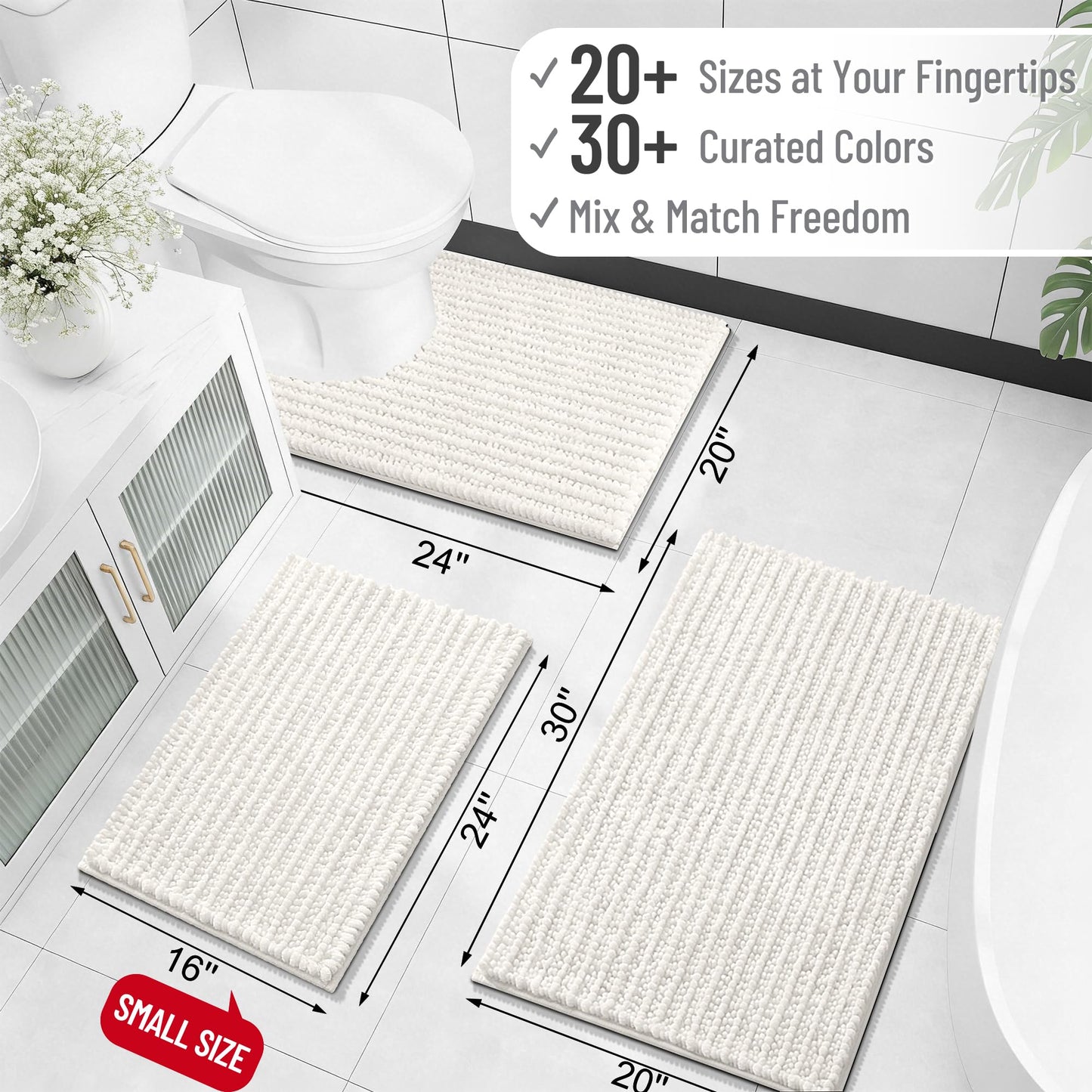 Thick Chenille Bath Runner Rug