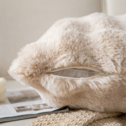 Plush Faux Fur Wave Throw Pillow Cover Set