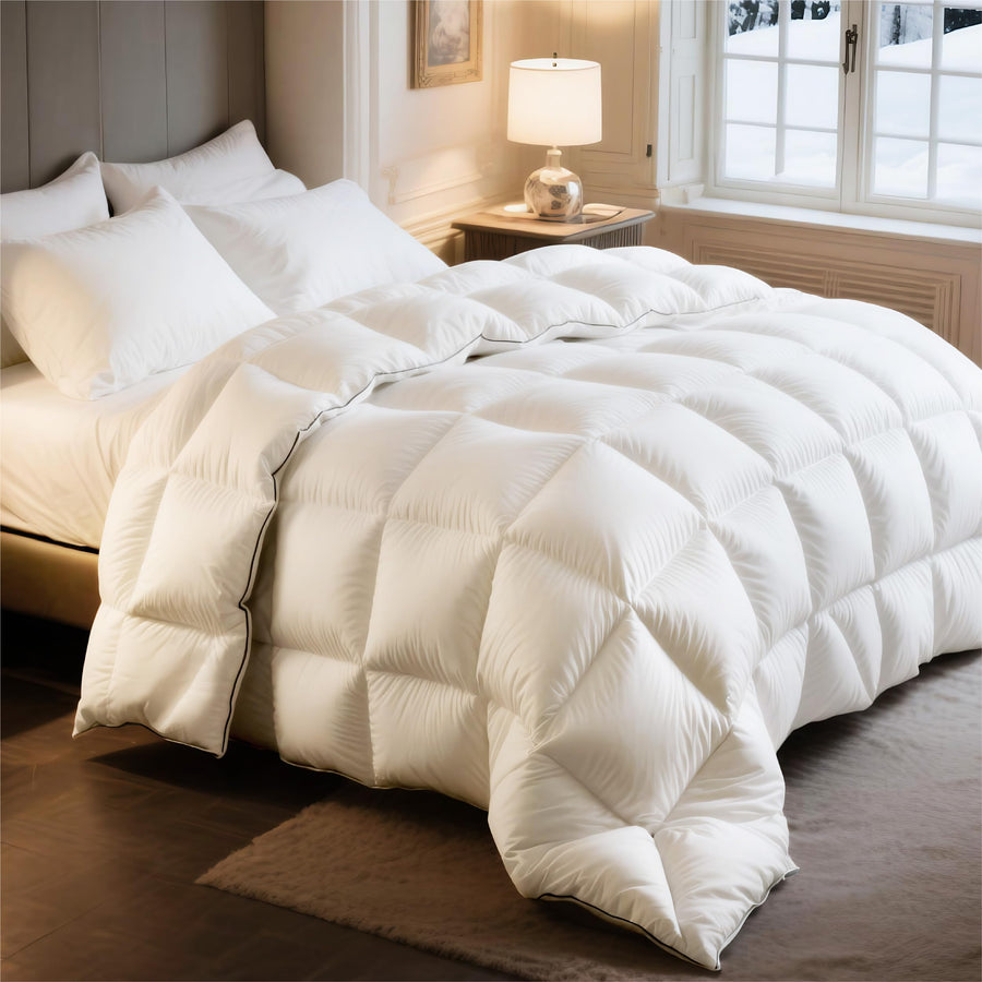 Oversized King Down Feather Comforter with Tabs