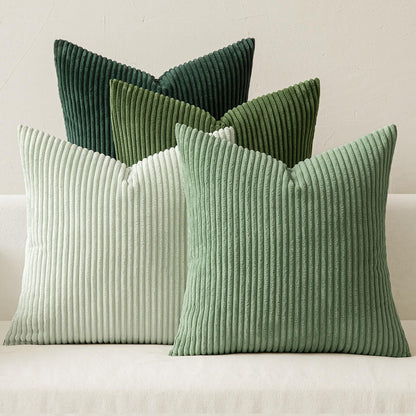 Boho Sage Green Corduroy Throw Pillow Cover Set