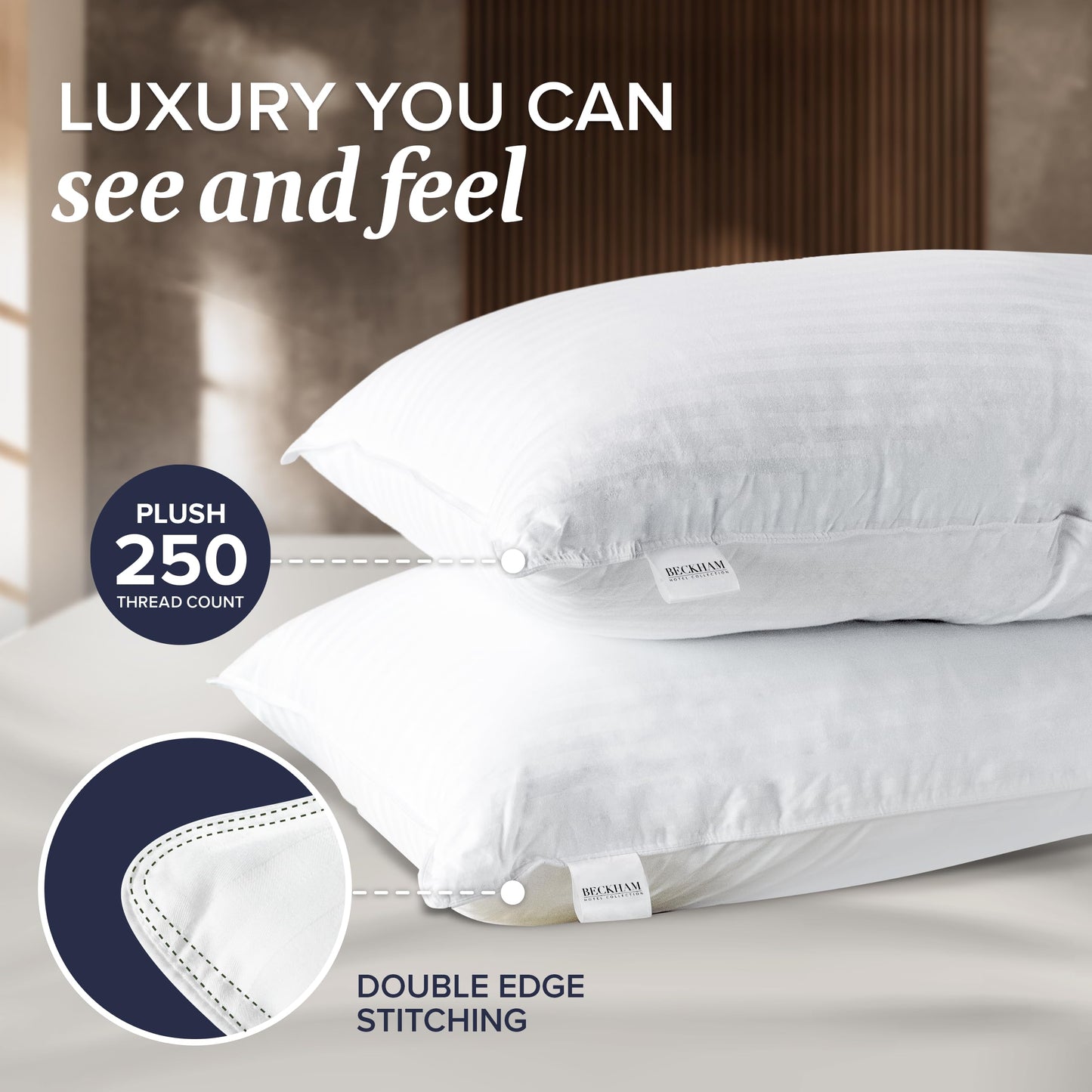 2-Pack Down Alternative Bed Pillows, Queen Size