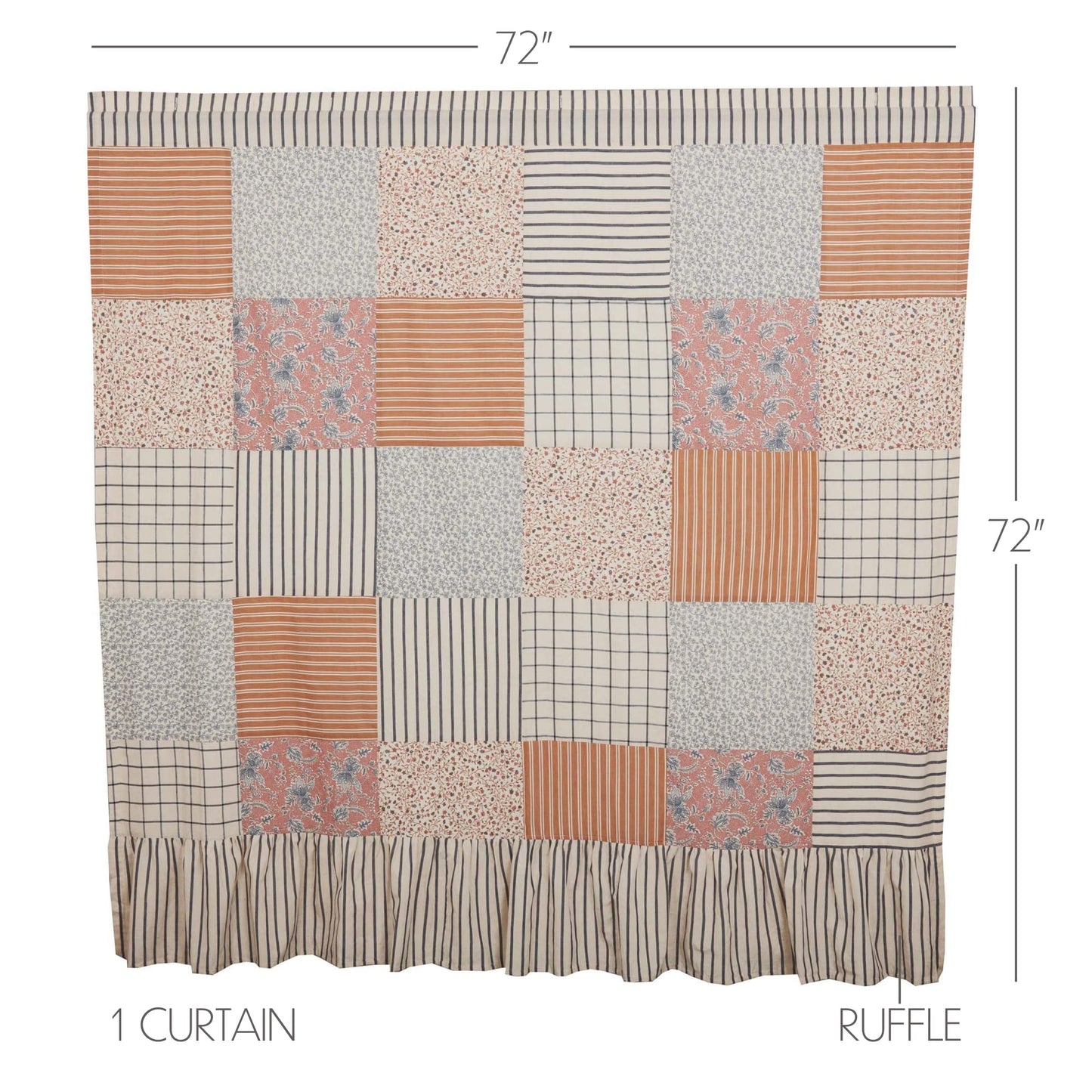 Kaila Floral Patchwork Farmhouse Shower Curtain