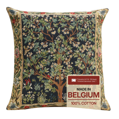 Tree of Life Jacquard Cotton Throw Pillow Cover