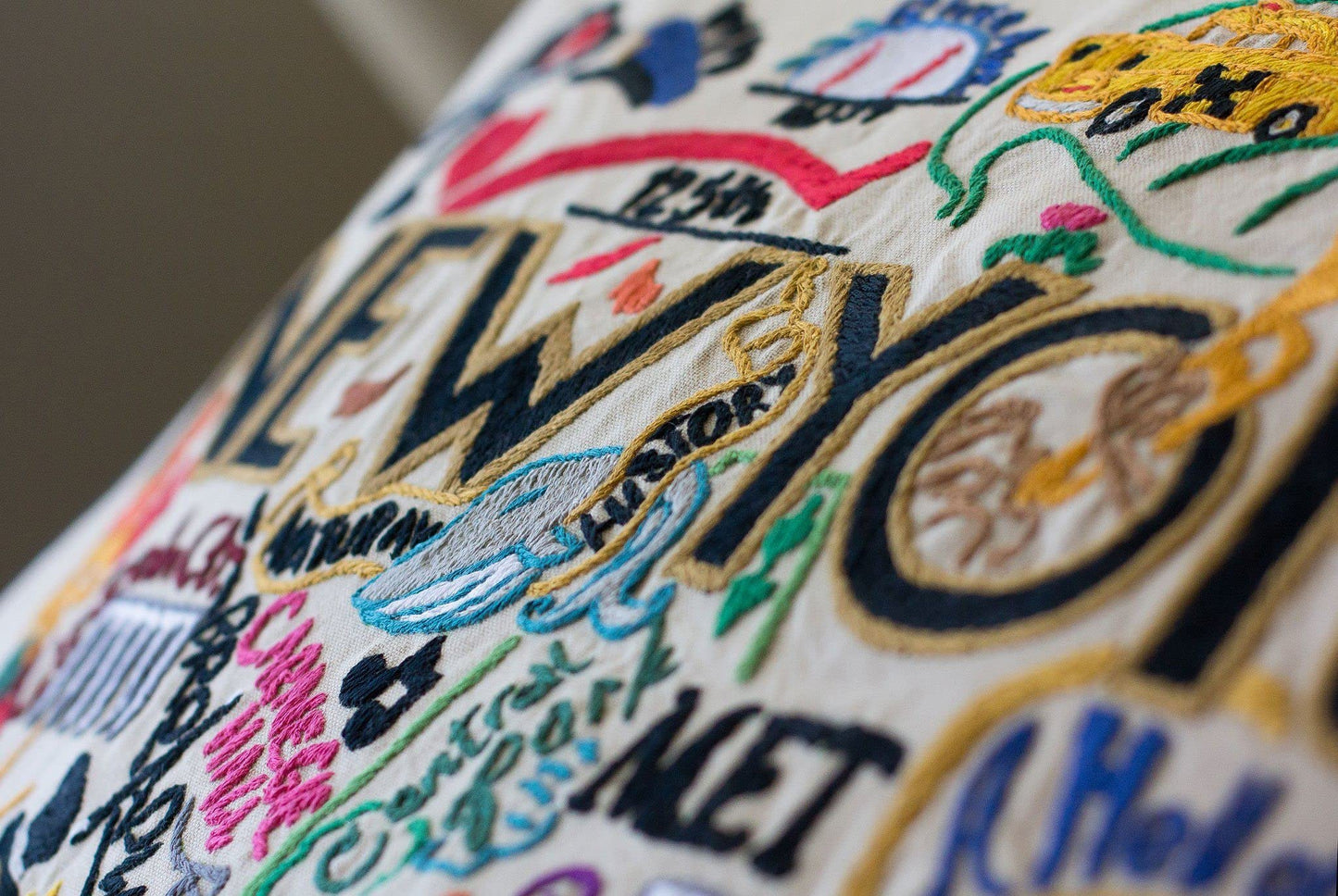 New York City Embroidered Decorative Pillow