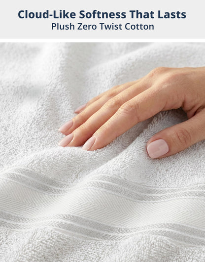 18-Piece Zero Twist Cotton Towel Set, White