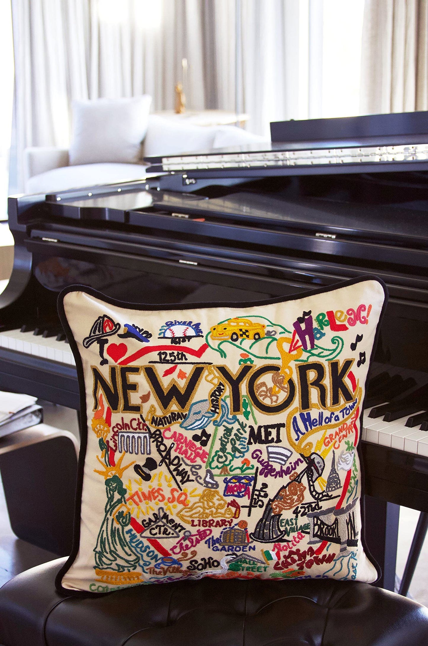 New York City Embroidered Decorative Pillow