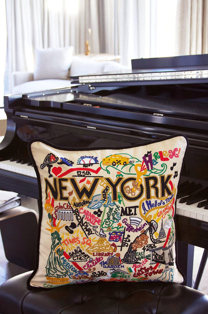 New York City Embroidered Decorative Pillow