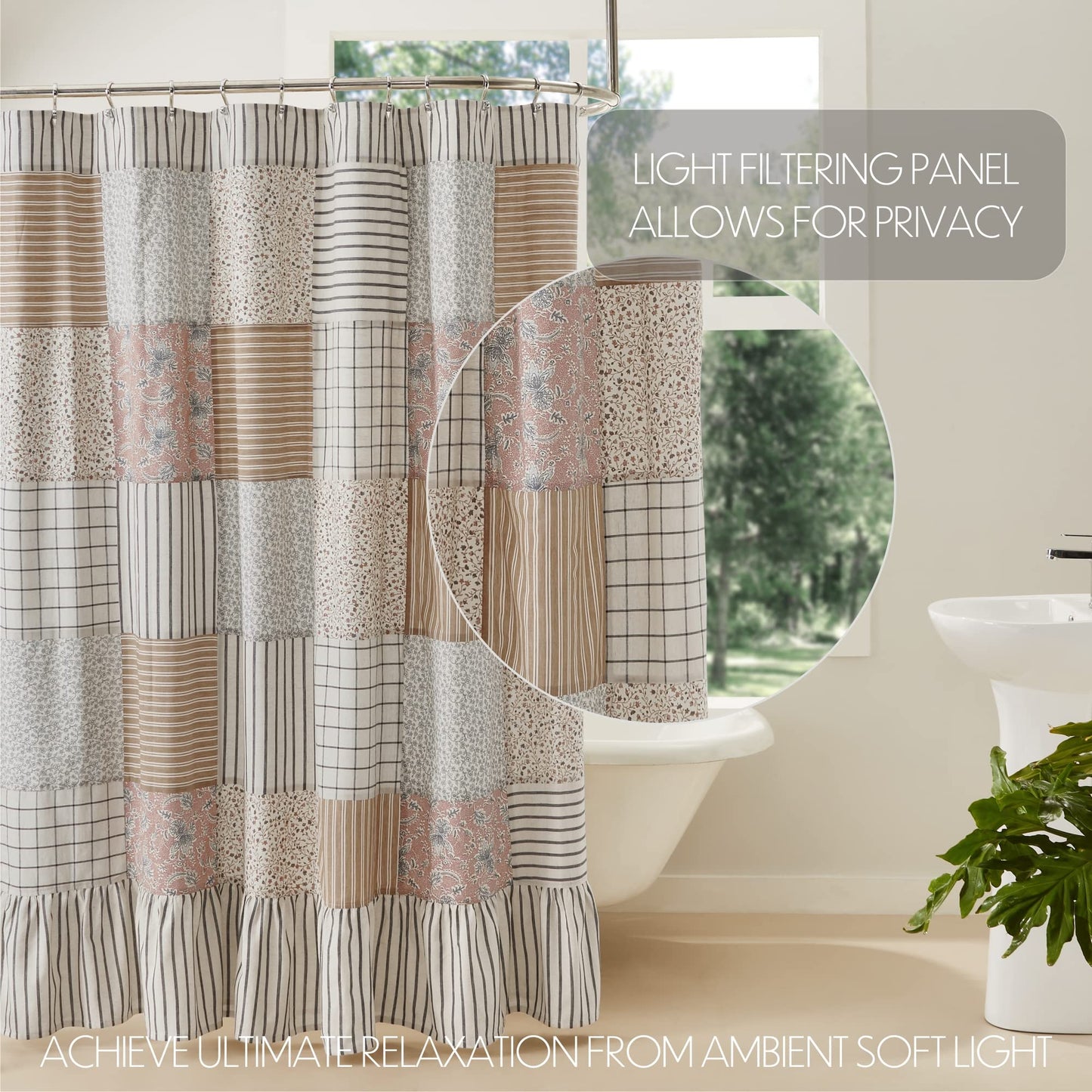 Kaila Floral Patchwork Farmhouse Shower Curtain