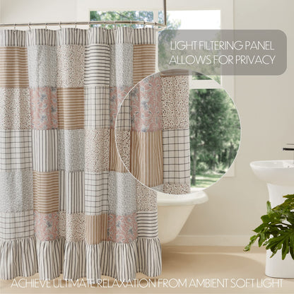Kaila Floral Patchwork Farmhouse Shower Curtain