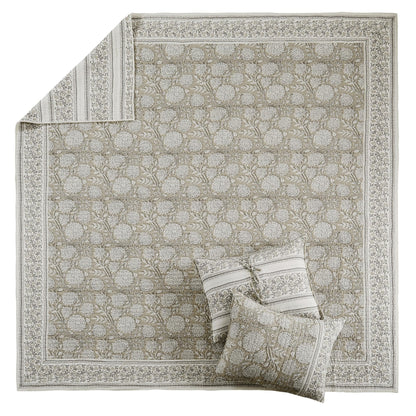 Reversible Floral Cotton Quilt Set King/Cal King Size