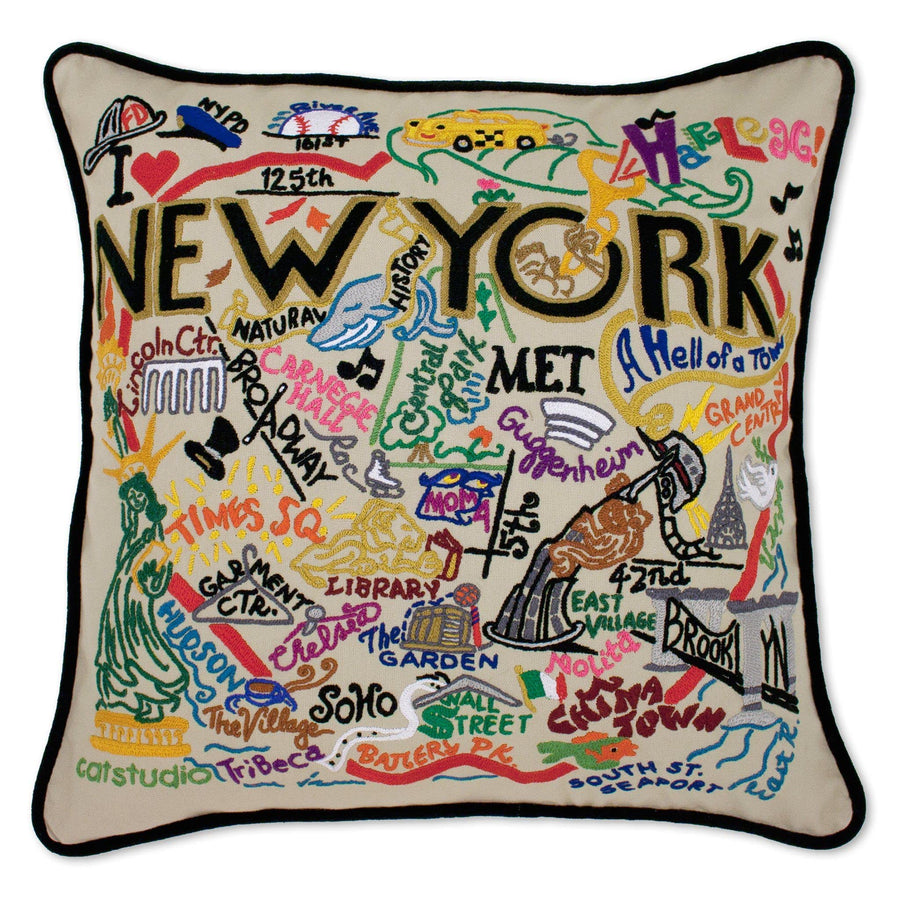 New York City Embroidered Decorative Pillow