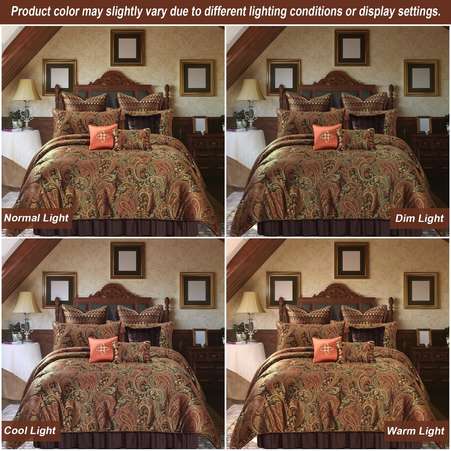 9-Piece Jacquard Paisley Comforter Set King Size