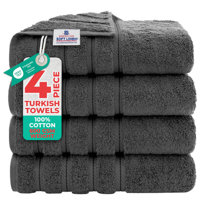 4-Piece Turkish Cotton Bath Towel Set, 600 GSM