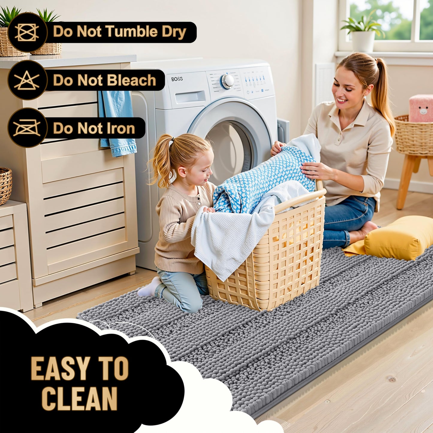 Extra Large Chenille Striped Bath Runner Rug