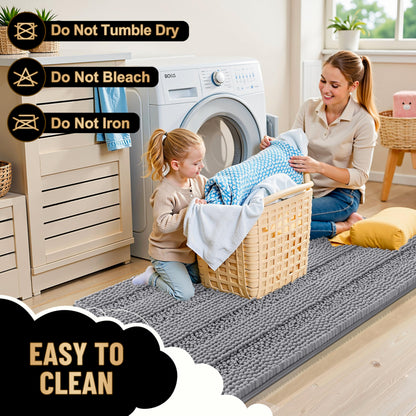 Extra Large Chenille Striped Bath Runner Rug