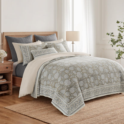 Reversible Floral Cotton Quilt Set King/Cal King Size