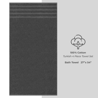 4-Piece Turkish Cotton Bath Towel Set, 600 GSM