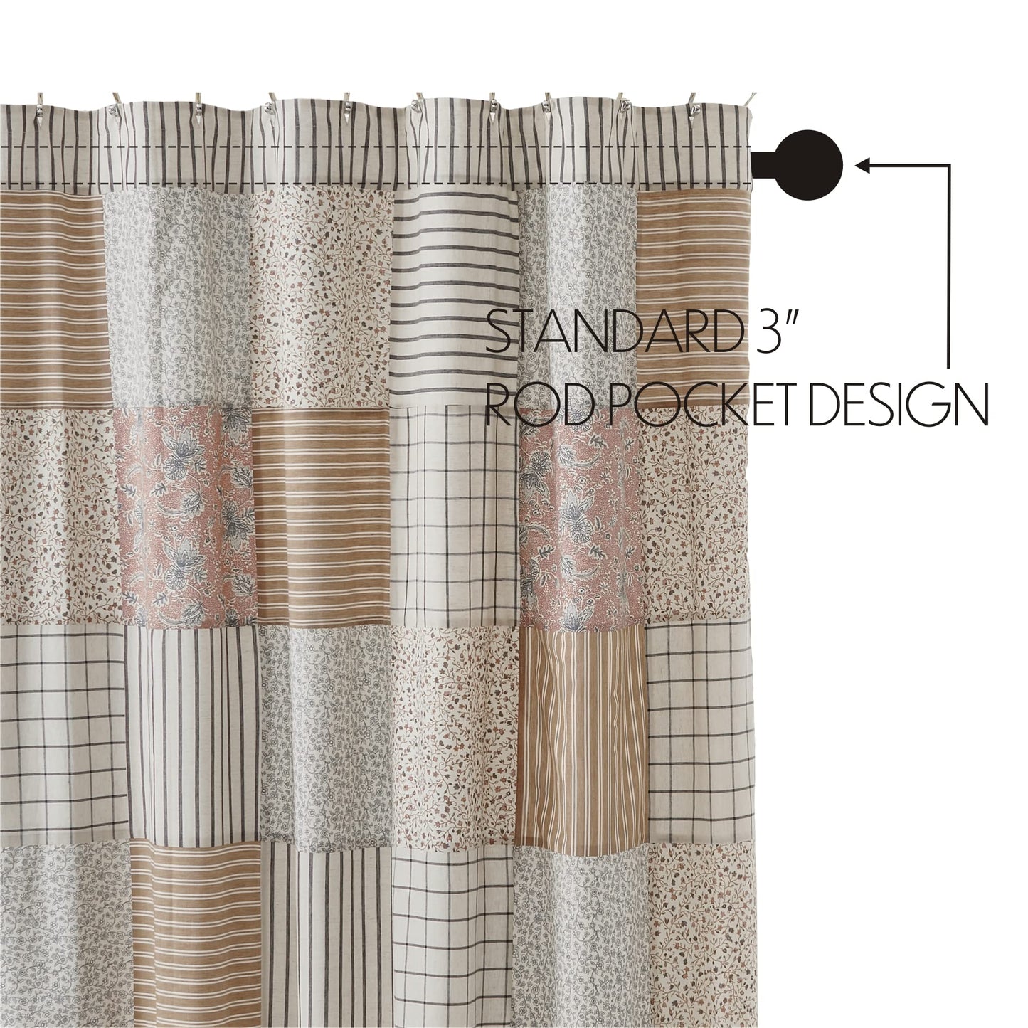 Kaila Floral Patchwork Farmhouse Shower Curtain