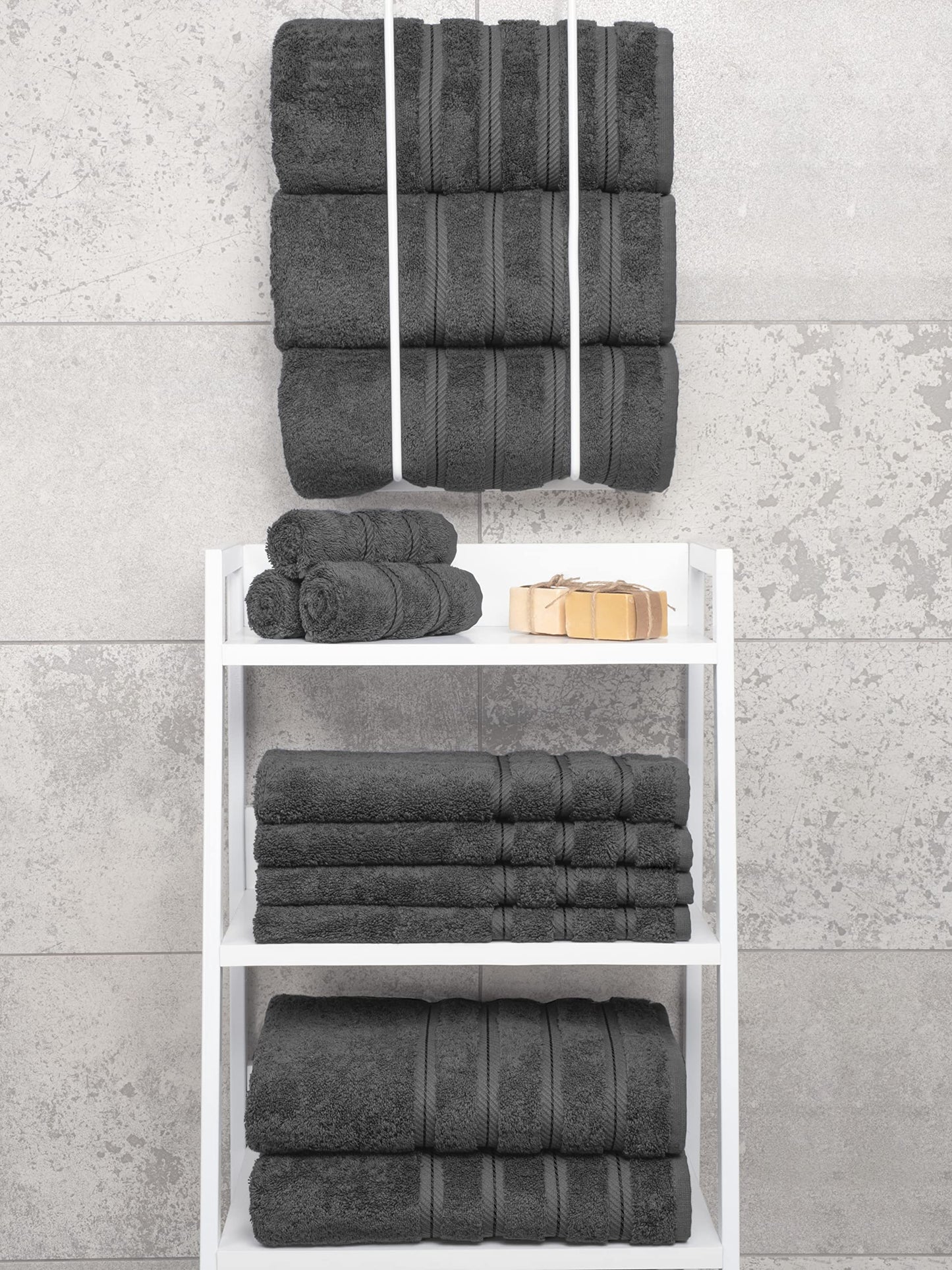 4-Piece Turkish Cotton Bath Towel Set, 600 GSM