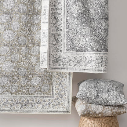 Reversible Floral Cotton Quilt Set King/Cal King Size