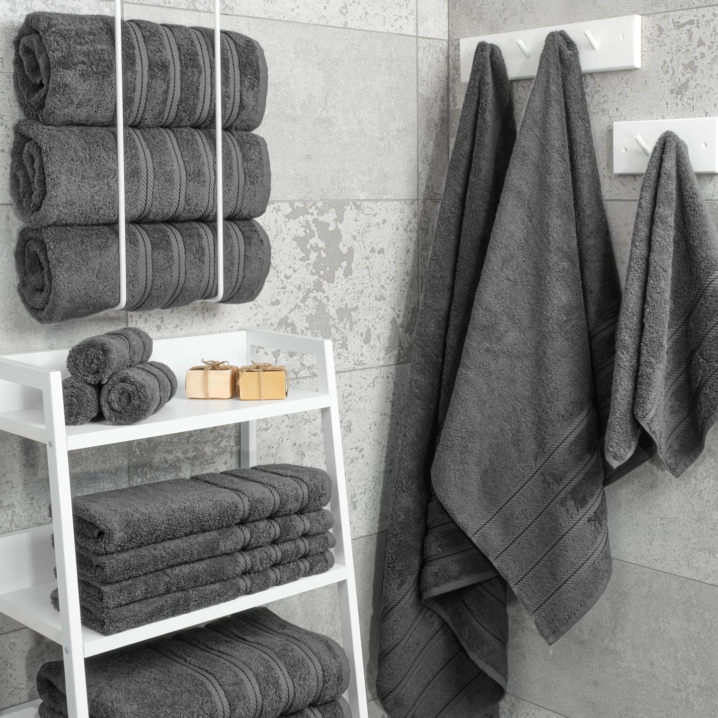 4-Piece Turkish Cotton Bath Towel Set, 600 GSM