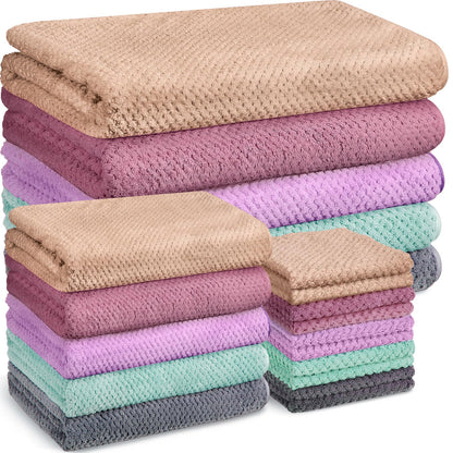 20-Piece Coral Velvet Bath Towel Set with Washcloths