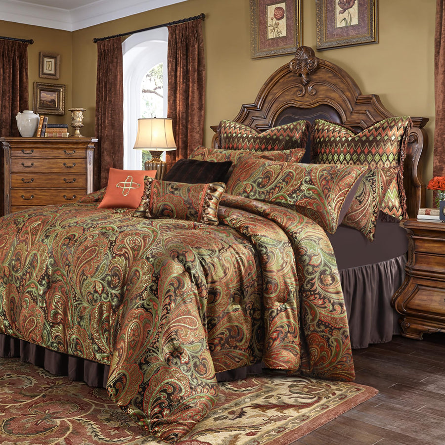 9-Piece Jacquard Paisley Comforter Set King Size